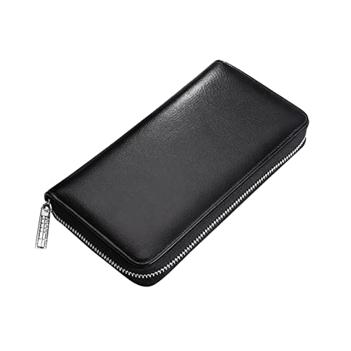 Ipetboom Rindsleder-geldbörse Mit Reißverschluss Langer Absatzhalter Unisex-Tasche Halter Mit Mehreren Taschen Für Kreditkarten Ausweise Reisepässe Und Bargeld von Ipetboom