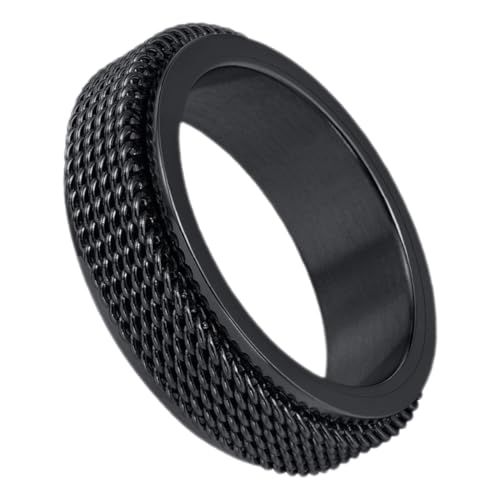 Ipetboom Herren Titanium Ring Drehbar Fidget Ring Stressabbau Schmuck Cooles Accessoire für Party Halloween Valentinstag Geburtstag von Ipetboom