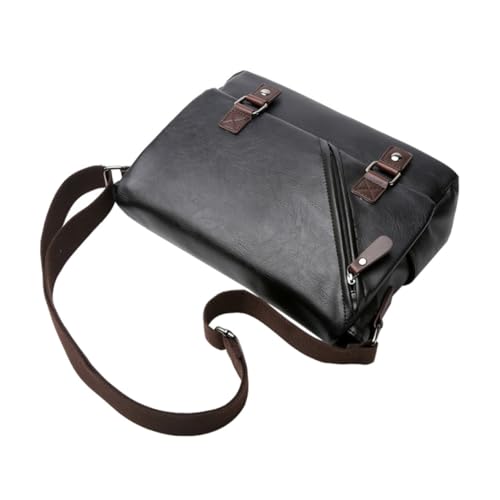 Ipetboom Herren Umhängetasche PU Wasserabweisend Große Kapazität Verstellbarer Schulterriemen Vielseitige Business Alltagstasche Crossbody Single shoulder Bag Schwarz von Ipetboom