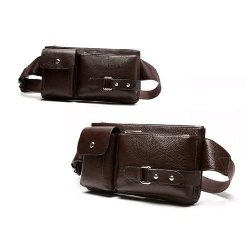 Ipetboom Herren Vintage PU Gürteltasche Multifunktional Leicht Crossbody Brusttasche Schultertasche Braun für Alltag Reisen Outdoor Freizeit von Ipetboom