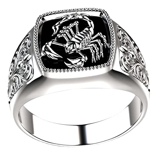 Ipetboom Herrenring Relief Weißgoldfarben Retro Metallring Stilvoll Vintage Siegelring für Männer und Frauen zum Geburtstag und Valentinstag von Ipetboom