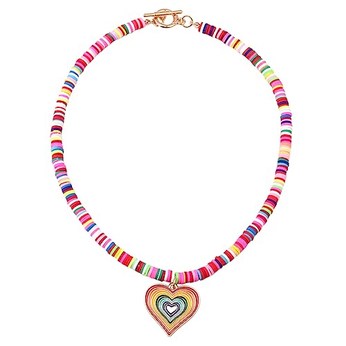 Ipetboom Halskette Für Damen Herz Anhänger Perlen Halskette Aus Polymerton Und Acryl Hautverträglich Leicht Bunte Farbe Weiblicher Halsschmuck Schmuck Für Mädchen Brauthalskette Ipetboom Halskette Für Damen Herz Anhänger Perlen Halskette Aus Polymerton Und Acryl Hautverträglich Leicht Bunte Farbe Weiblicher Halsschmuck Schmuck Für Mädchen Brauthalskette von Ipetboom