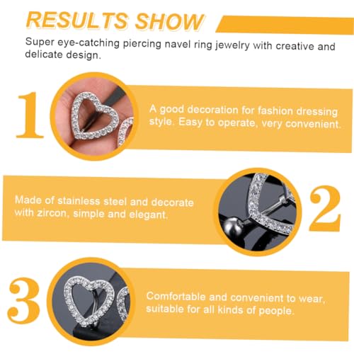 Ipetboom Herzförmiger Bauchnabelring aus mit Zirkonia Elegantes Nabelpiercing Schmuck Langlebig Poliert Tragbar Geeignet für Party Festival und Tanz Damen Body Piercing Accessoire von Ipetboom