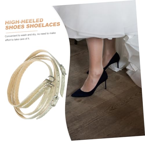Ipetboom High Heel Schuhriemen Damen Abnehmbare Schnürsenkel Langlebigem Material Leicht und Formbeständig Drop Knöchelriemen für Pumps und Lederschuhe Einfache Handhabung Goldfarben von Ipetboom