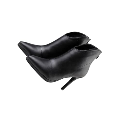 Ipetboom High Heeled Stiefeletten Damen Schwarz Kurzstiefel mit Spitzem Zehenbereich und Rückseitigem Reißverschluss PU Material und Modisch von Ipetboom