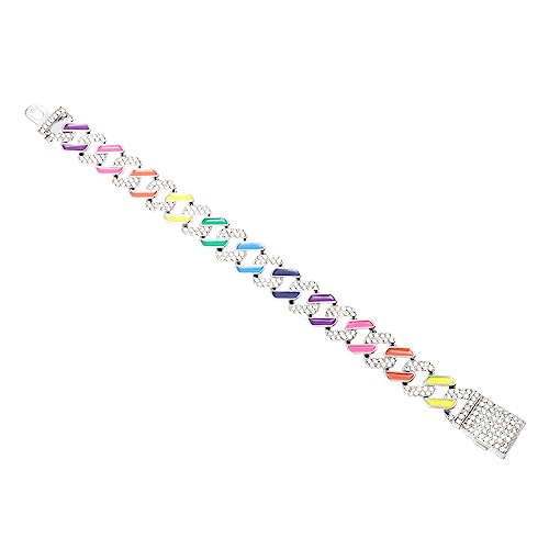 Ipetboom Hip Hop Armband Herren Cubankette mit Bunten Strasssteinen Unisex Modeschmuck für Besondere Anlässe Wie Vatertag und Geburtstag von Ipetboom