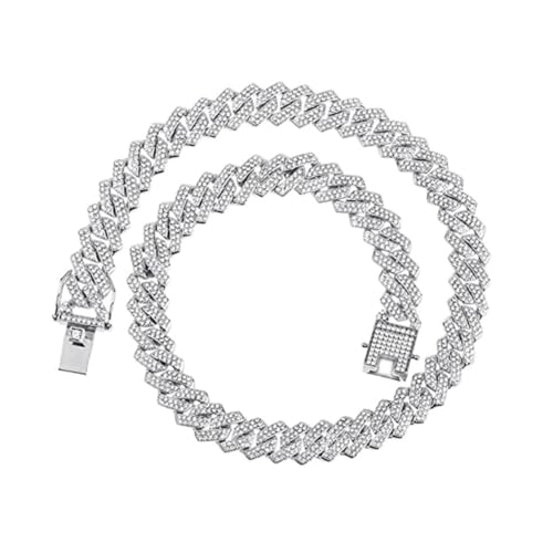 Ipetboom Hip Hop Gliederkette mit Strasssteinen Langlebige Link Chain Halskette für Männer und Frauen Stylische Kubanische Kette für Alltag Party und Vintage Anlässe von Ipetboom