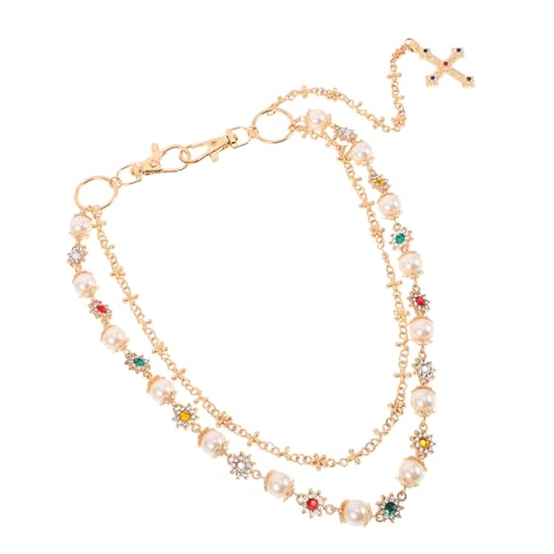 Ipetboom Hip Hop Hosengürtel für Herren mit Kreuzanhänger und Perlendetails Trouser Chain Stylisches Layered Accessoire für Jeans für Sommer Festivals und Partys von Ipetboom