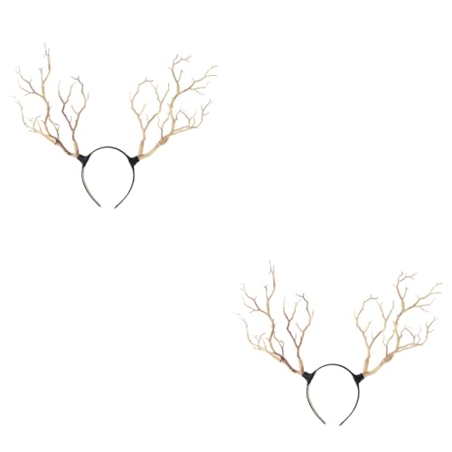 Ipetboom Hirschgeweih-Stirnband: 2 Stück Weihnachtszweig-Geweih-Stirnband Tierhaarband Für Weihnachtsparty-Foto-Requisiten Rentierzweig-Haarbänder Halloween-Kopfschmuck von Ipetboom