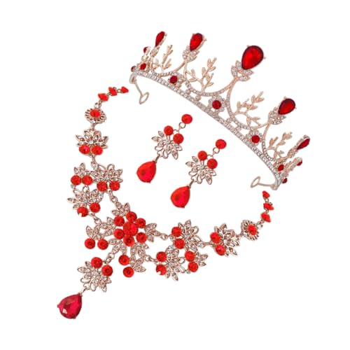 Ipetboom Hochwertiges Brautschmuckset Damen mit Haarreif Leichter Halskette und Ohrringen Glänzend mit Strass für Hochzeit Geburtstag und Festliche Anlässe von Ipetboom
