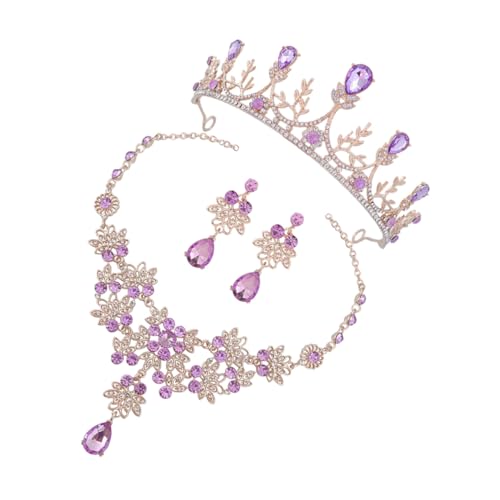 Ipetboom Hochzeit Schmuckset Damen Krone Diadem mit Halskette und Ohrringen Elegantes Brautschmuck Set für Geburtstag Party und Festzug Zierliches Strass Design Geschenkidee für Mädchen von Ipetboom