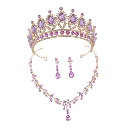 Ipetboom Hochzeits Schmuckset mit Tiara Prinzessin Stirnband Halskette und Ohrringen Elegantes Braut Accessoire für Geburtstag Verlobung und Festliche Anlässe von Ipetboom