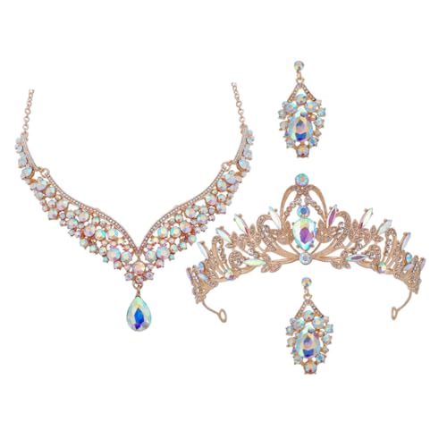 Ipetboom Hochzeitsschmuckset Damen Strass Halskette Ohrringe Braut Schmuckset für Brautjungfern Partys und Festliche Anlässe mit Funkelnden Zirkonia und Langlebiger Legierung von Ipetboom