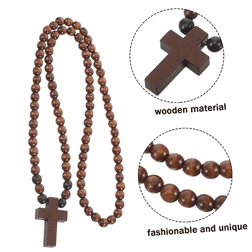 Ipetboom Holz Kreuz Halskette Herren Handgefertigte Perlenkette mit Anhänger Modisches Accessoire für Alltag und Besondere Anlässe Bequemes Ergonomisches Design Vielseitig und Praktisch von Ipetboom
