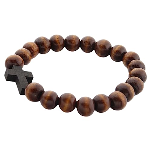 Ipetboom Holzperlen Armband mit Kreuzanhänger Handgemachte Kette Naturmaterialien für Damen und Herren Stilvolle Schmuckdekoration für Besondere Anlässe Geschenkidee für Muttertag und von Ipetboom