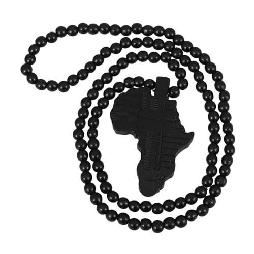 Ipetboom Afrikanische Holzanhänger Halskette mit Holzperlenkette 88cm Einzigartiger Stil für Damen und Herren von Ipetboom
