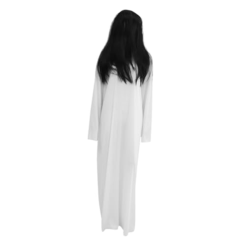 Ipetboom Horrifiziertes Halloween Kostüm Set Für Damen Weißes Kleid Mit Schwarzer Perücke Für Geister-cosplay Gruselige Verkleidung Für Karneval Rollenspiele Und Partys Ipetboom Horrifiziertes Halloween Kostüm Set Für Damen Weißes Kleid Mit Schwarzer Perücke Für Geister-cosplay Gruselige Verkleidung Für Karneval Rollenspiele Und Partys von Ipetboom