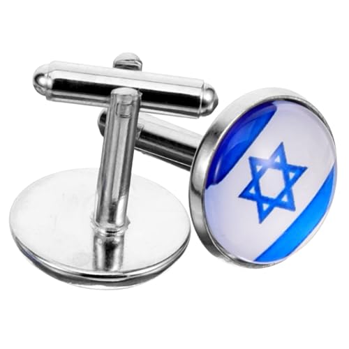 Ipetboom Israel Flag Manschettenknöpfe Herren Hemdknöpfe Langlebige Manschettenknöpfe mit Israel Flaggenmotiv Ärmelknöpfe für Business und Anzug von Ipetboom