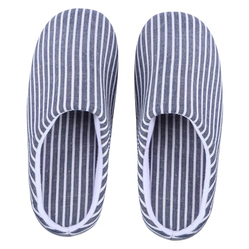 Ipetboom Japanische Hausschuhe Damen Herren Weiche Flauschige Pantoffeln mit Gestreiftem Design Atmungsaktiv Leichte Rutschfeste Baumwollsohle Warm für Herbst und Winter Passend von Ipetboom