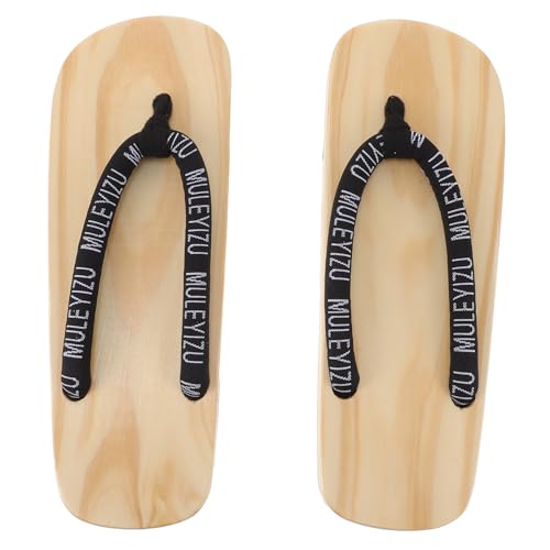 Ipetboom Japanische Traditionelle Holzsandalen Herren Clogs aus Langlebigem Holz und Atmungsaktivem Bequeme Flache Geta Schuhe in Schwarz Modischer Japanischer Stil für Alltag und Bühne von Ipetboom