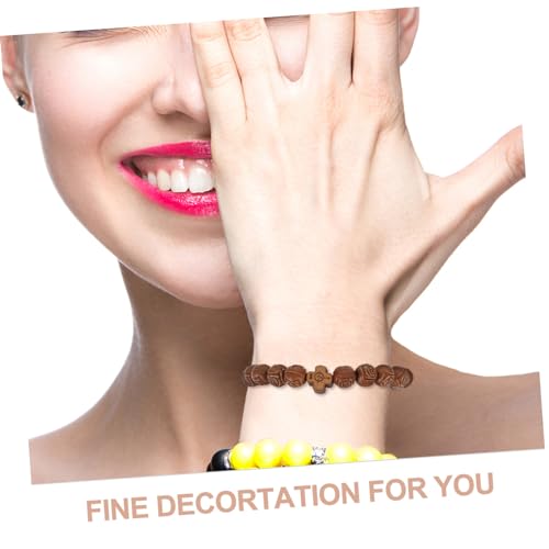 Ipetboom Kaffeefarbenes Rosenkranz Armband mit Kreuz Holzperlen Glatte Oberfläche Leichtes Herren und Damen Schmuckstück für Alltag und Natürliches Design von Ipetboom