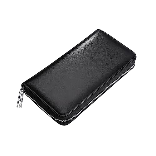 Ipetboom Rindsleder-geldbörse Mit Reißverschluss Langer Absatzhalter Unisex-Tasche Herren-geldbörse Halter Mit Mehreren Taschen Bargeldaufbewahrungstasche von Ipetboom