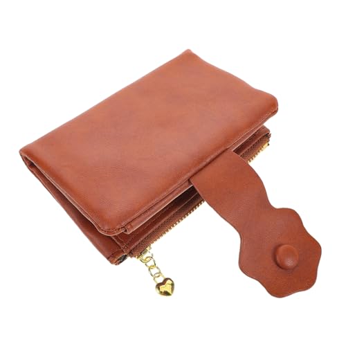 Ipetboom Reißverschlusshandtasche Für Damen Braune Vintage-kartenetui Münzbörse Geldbörse Mit Reißverschluss Kompakt Dreifach Gefaltet Für Karten Und Münzen Leicht Tragbar von Ipetboom