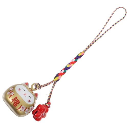 Ipetboom Katzen Anhänger Keramik Japanisches Glücksbringer für Rucksack Schlüssel Handy Geldbörse Goldene Katze Rote Kirschblüten für Freunde Familie zu Weihnachten Geburtstag Jahrestag von Ipetboom