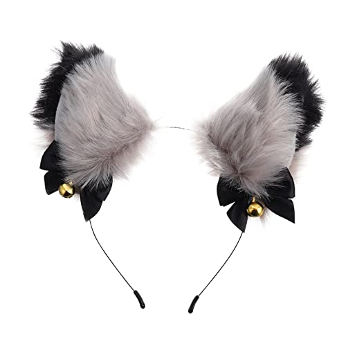 Ipetboom Katzenohr-glöckchen-stirnband Wolf Haarband Mädchen Stirnband Weihnachtsdekoration Plüsch Ohren Stirnband Cosplay-haarreifen Halloween-ohren Für Frauen Bilden Fuchs Fräulein Stoff von Ipetboom