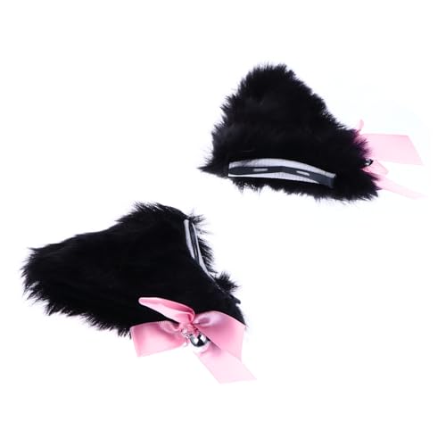 Ipetboom Katzenohren Haarklammer mit Langem Fell Niedlicher Cosplay Haarclip für Halloween Geburtstag Karneval und Party Schwarzer Clip Bequemes Material für Kostüm und Festtags Accessoire von Ipetboom
