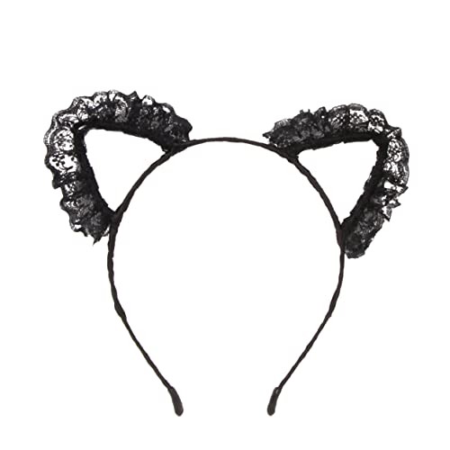 Ipetboom Katzenohren Haarreifen Mit Spitze Für Süßes Kostümzubehör Für Halloween Geburtstagsfeiern Und Cosplay Haaraccessoire Für Partys Und Alltagslooks Schwarz von Ipetboom