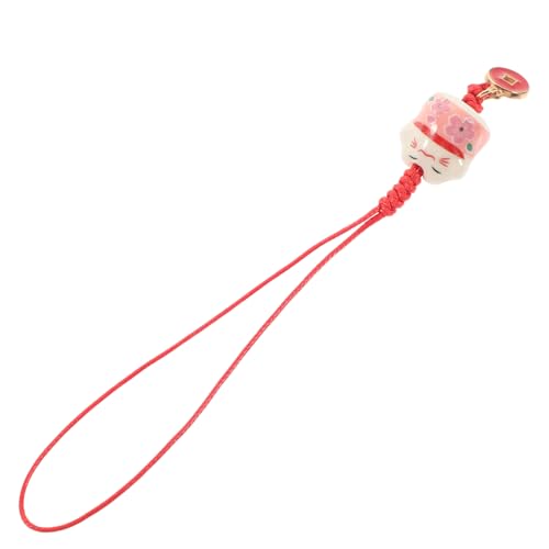 Ipetboom Keramik Glückskatze Schlüsselanhänger Rot Langlebiger Winke Katzen Anhänger Stilvoller Katzen Reichtum Charm Perfektes für Katzenliebhaber Vielseitiger Taschen und von Ipetboom