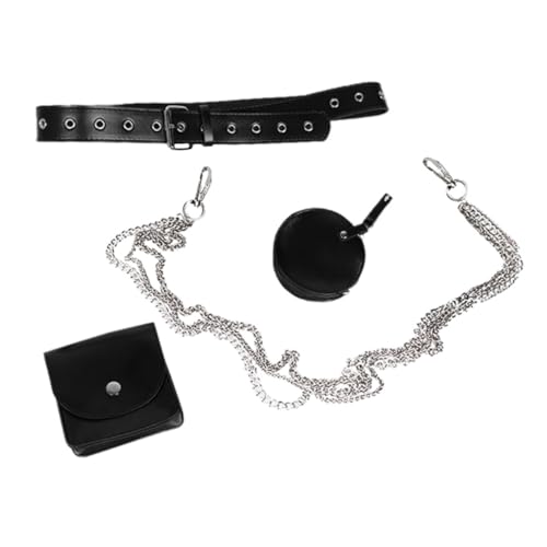 Ipetboom Ketten Hüfttasche Damen Verstellbar Leichtes Design PU Vielseitige Umhängetasche für Reisen Alltag Party Modischer Hip Hop Stil Schwarz von Ipetboom