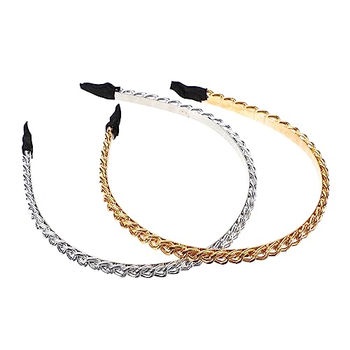 Ipetboom 2stücke Kreative Metallkette Stirnband Für Frauen Mädchen Mode Dünne Stirnbänder Party Geburtstag Accessoire von Ipetboom