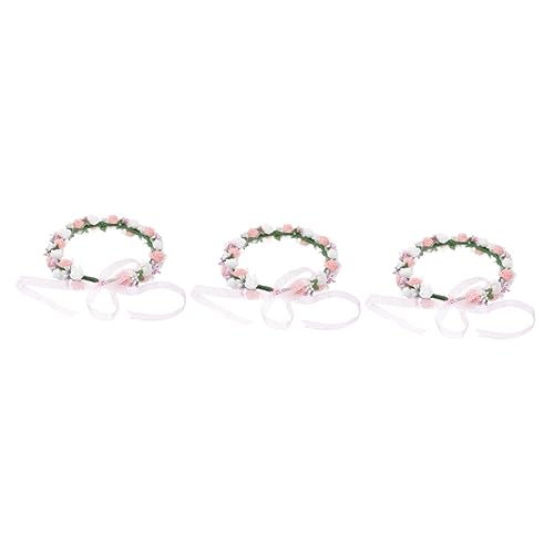 Ipetboom Kinder-Tiara 3 Stk Zweireihiges Kranz-Armband-Set kopfschmuck Koreanisch einstellen Strand Pe-Schaum- Weiß Braut Kopfschmuck von Ipetboom