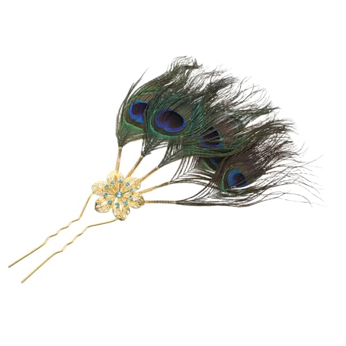 Ipetboom Klassische Haarnadel Mit Pfauenfeder Design Für Frauen Ethnischer Kopfschmuck Hochzeits Haaraccessoire Haargabeln Tanzkopfbedeckung Exquisites Metall Stoffmaterial von Ipetboom