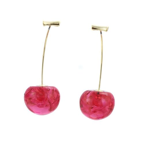 Ipetboom Kleine Cherry Ohrstecker mit Anhänger Leichte Dangle Ohrringe für Teens Handgefertigt Modischer Tropfen Design Geeignet für Geburtstags und Festtagsgeschenke von Ipetboom