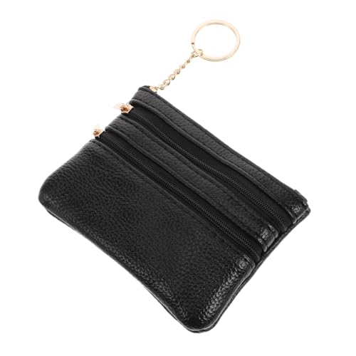 Ipetboom Kleine Lederbrieftasche Mini Münze winzig Größe Damen kleine Geldbörse kleine Brieftasche mit Reißverschluss Münzhalter für Auto Brieftasche süß Zinklegierung Black von Ipetboom