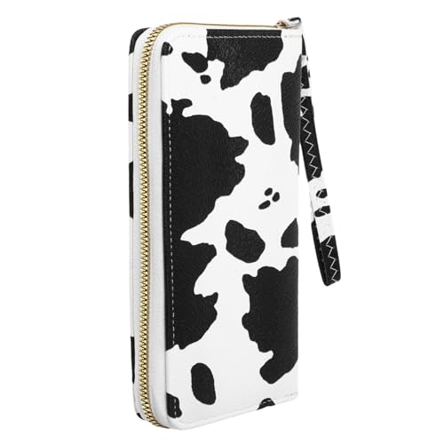 Ipetboom Kompakte Geldbörse Für Damen Multifunktionale Pu- Brieftasche Mit Vielen Fächern Für Reisen Und Alltag Modernem Schwarz Mit Cowprint von Ipetboom