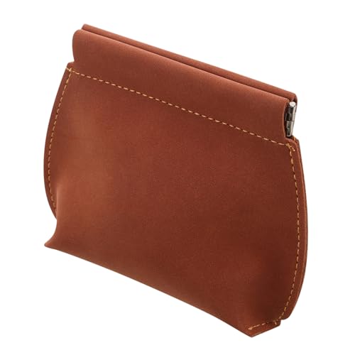 Ipetboom Kompakte Herren Münzbörse aus Robustem PU Leder mit Automatischem Federverschluss Stylische Vintage Geldbörse und Portabel Praktisches Münzfach für Unterwegs Braun von Ipetboom