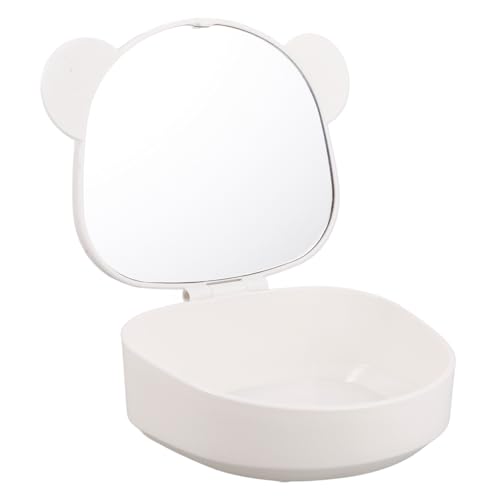 Ipetboom Kompakte Makeup-Tasche Mit Spiegel Im Bärenohr-Design Tragbarer Makeup-Organizer Für Haargummis Wattestäbchen Und Kleine Gegenstände Für Und Täglichen Gebrauch von Ipetboom