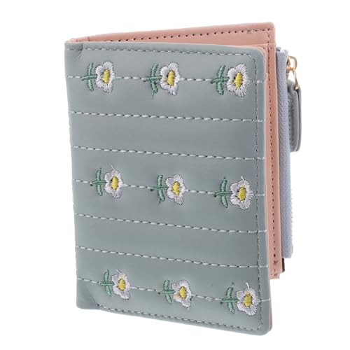 Ipetboom Kompakte PU Damen Geldbörse im Zwei Design mit Floral Kartenhalter für Reisen und Alltag Blau Grün von Ipetboom
