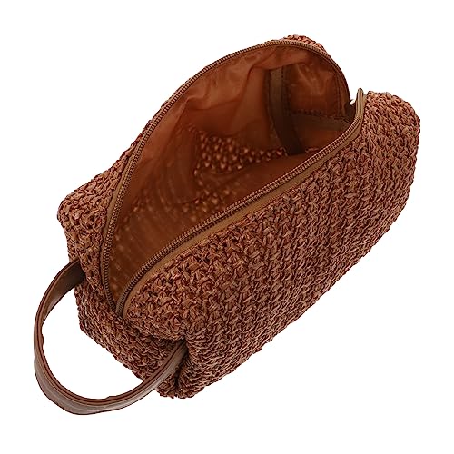 Ipetboom Kosmetiktasche Stroh Geldbörsen Damen Kulturbeutel Rattan-Kupplung Make-up-Taschen PP Strohhandtasche pp strohbrieftasche tragbar Aufbewahrungstasche Wäschesack Reisen PP Gras von Ipetboom