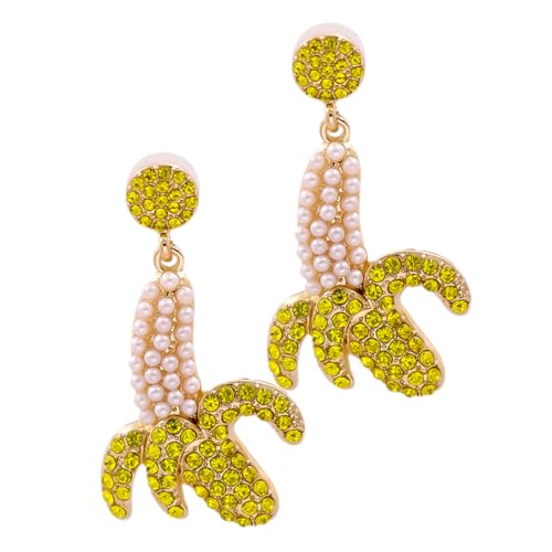 Ipetboom Kreative Bananen Ohrstecker Damen mit Strass Leichte Frucht Ohrringe für Frauen Modisch und Langlebig für Weihnachts und Valentinstagsgeschenke von Ipetboom