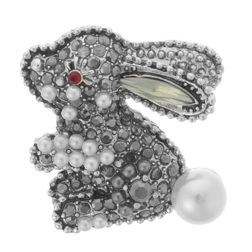 Ipetboom Kaninchen Brosche Mit Perle Und Schmuck Legierung Kleiderzubehör Partydekoration Clip Brosche Für Taschen Und Jacken von Ipetboom