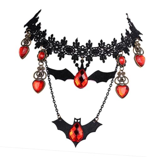 Ipetboom Kreative Vintage Fledermaus Halskette mit Spitzenanhänger Langlebiger Gothic Schmuck für Festival Party Alltag Stilvolle Schwarze Kurzhalskette als Boho Accessoire von Ipetboom