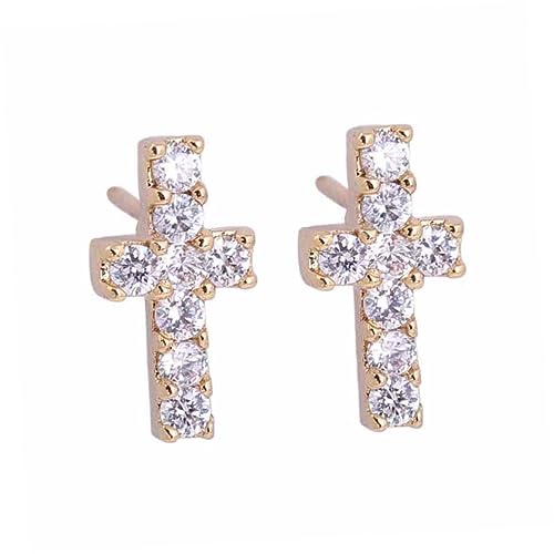 Ipetboom Kreuz Ohrringe Damen Weiß Zirkonia Ohrstecker Modisch Robust Schmuck von Ipetboom