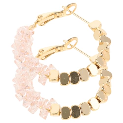Ipetboom Kristall Ohrringe Damen Geometrische Creolen mit Goldfarbenem Runde Ohrhänger Zartem Rosa Modische Schmuck Accessoires für Party Alltag und Ipetboom Kristall Ohrringe Damen Geometrische Creolen mit Goldfarbenem Runde Ohrhänger Zartem Rosa Modische Schmuck Accessoires für Party Alltag und von Ipetboom