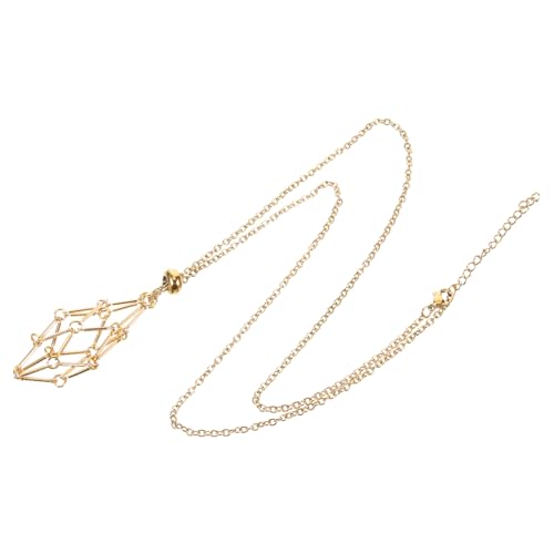 Ipetboom Kristallkäfig Kette Kupfer Leerer Steinhalter Verstellbar DIY Schmuckzubehör Modischer Kristallanhänger mit Holzperlen für Damen und Herren von Ipetboom