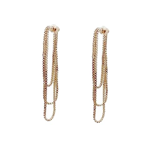 Ipetboom Kupfer Lange Ohrringe Damen Kette Tropfen Ohrschmuck Leicht und Modisch Multilayer Ketten Design Ohrdekoration für Alltag Party Festtage von Ipetboom
